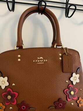 Coach Mini Lillie Carryall Brown Pebble Leather